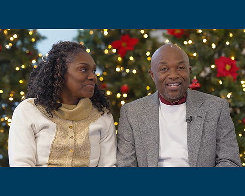 African American middle aged couple, Alexander and Desiree Bryant, holiday greeting