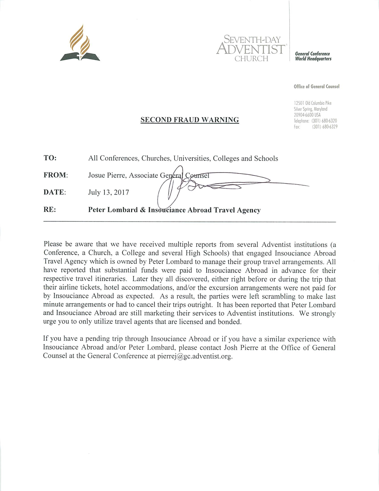 second fraud warning