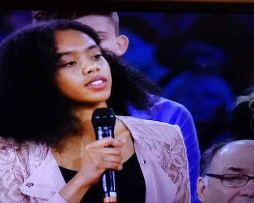 Samantha Grady, Mar 21, 2018 town hall mtg screenshot CNN broadcast