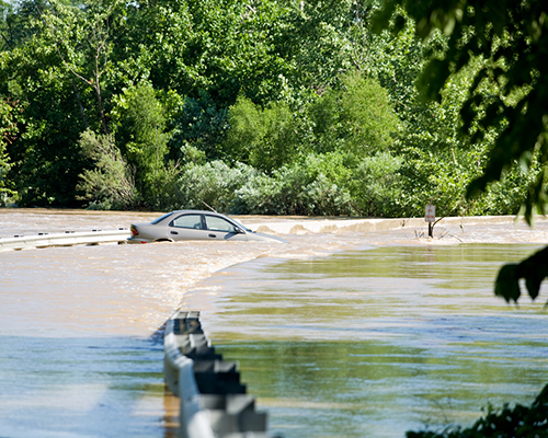 road and car flooding photo