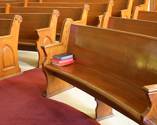 empty church pew stock photo