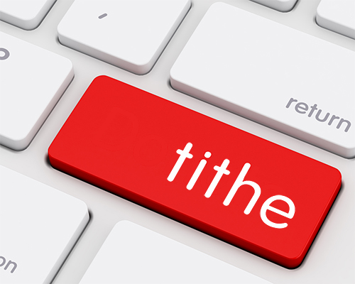 word tithe on computer keyboard