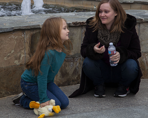 La Sierra student and filmmaker Michelle Noland and young "Rebecca"