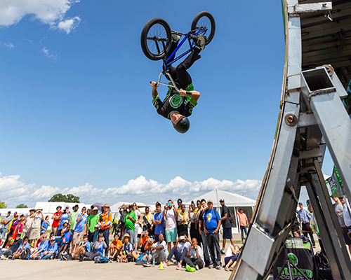 BMX bike tricks at the 2019 Oshkosh camporee