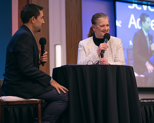 Debra Brill is interviewed by Julio Munoz during the 2019 NAD YEM