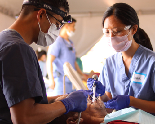 A community member receives dental care during the free clinic at the Page All Nations Seventh-day Adventist Church