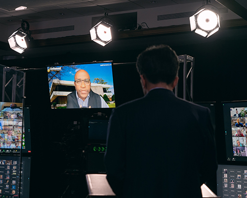 Leslie Pollard, president of Oakwood University, virtually addressing the NAD executive committee.