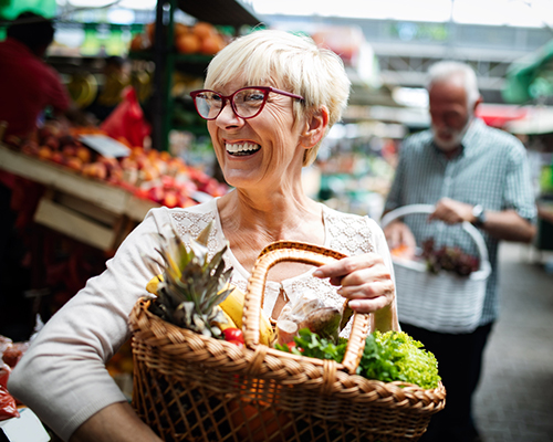 Stock photo of elderly couple shopping