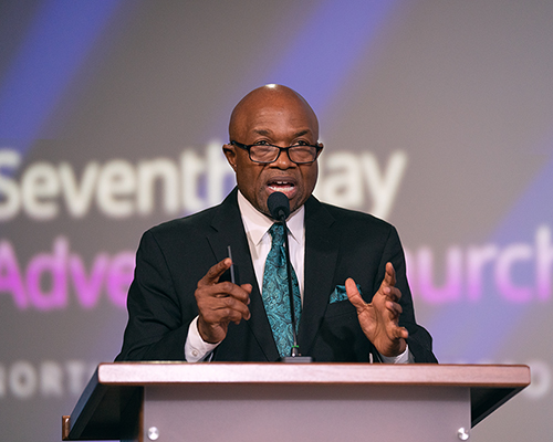 ​G. Alexander Bryant gives his president's report on Oct. 28, 2021, on day one of the North American Division Year-End Meeting. Photo by Pieter Damsteegt