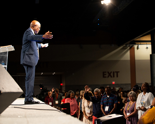G. Alexander Bryant addresses the educators at the 2023 "Something Better" convention on Aug. 11
