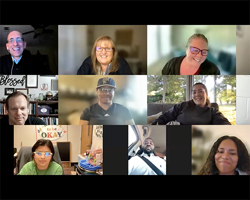 Screenshot of Zoom gallery of a diverse group of people