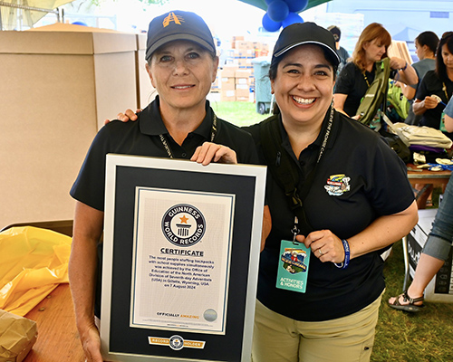 Camporee 2024 world record certificate held by two education leaders
