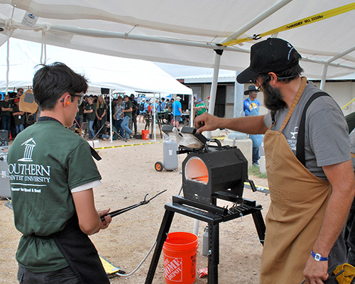 Southern Adventist University blacksmithing at Gillette camporee in Aug 2024