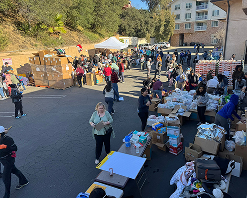 Southern California Conference distribution site for supplies to give to California residents impacted by the Jan. 2025 fires