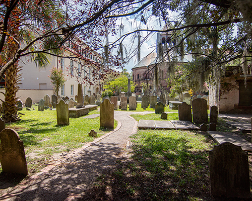 stock photo of a Charleston, South Carolina, cemetery in mid-day