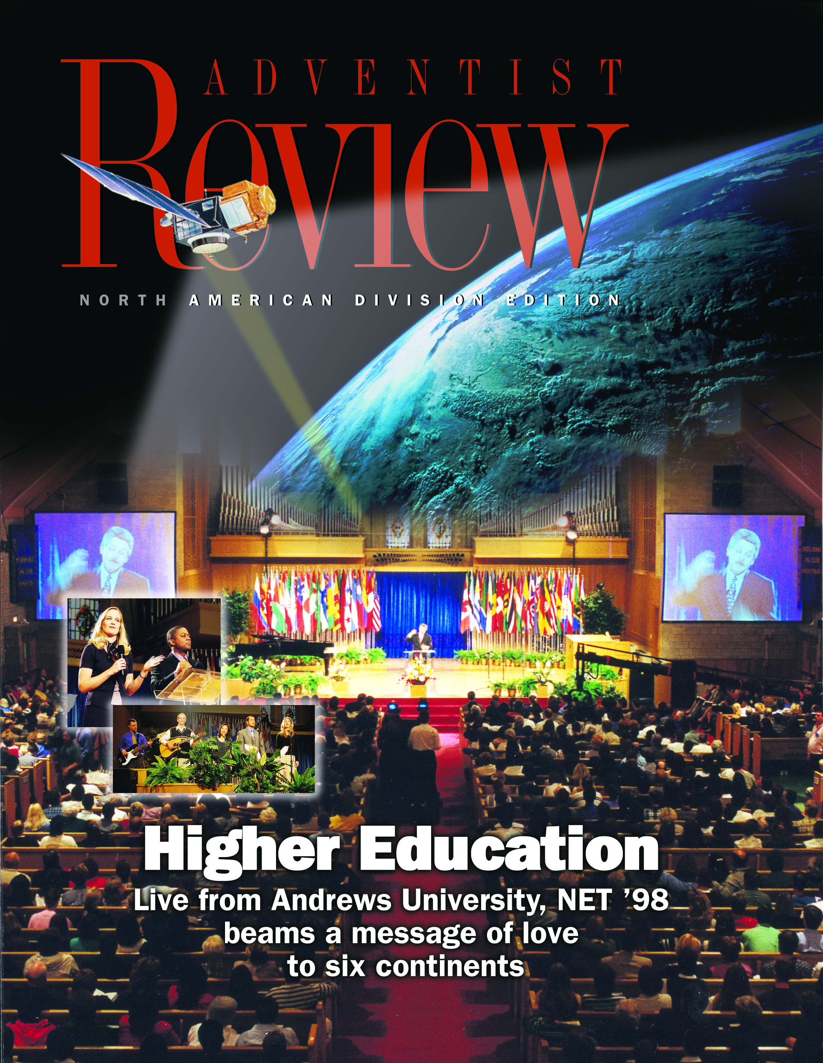 Adventist Review magazine cover NET 1998 satellite evangelism