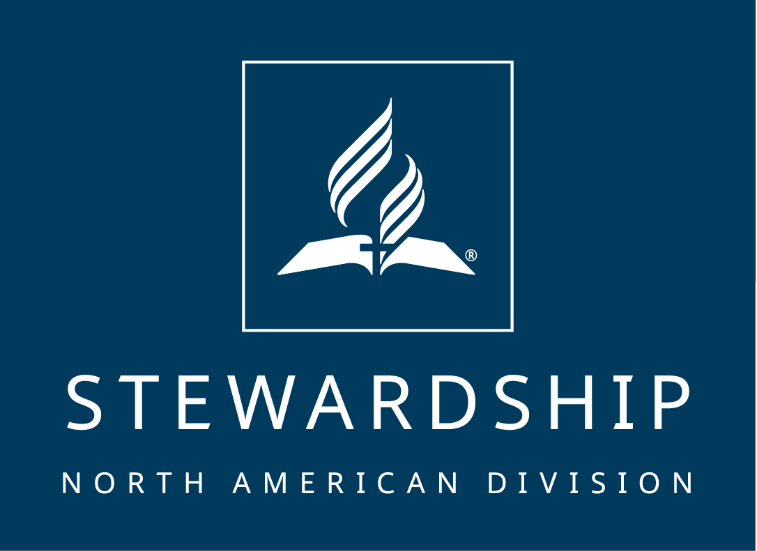 English white logo on blue