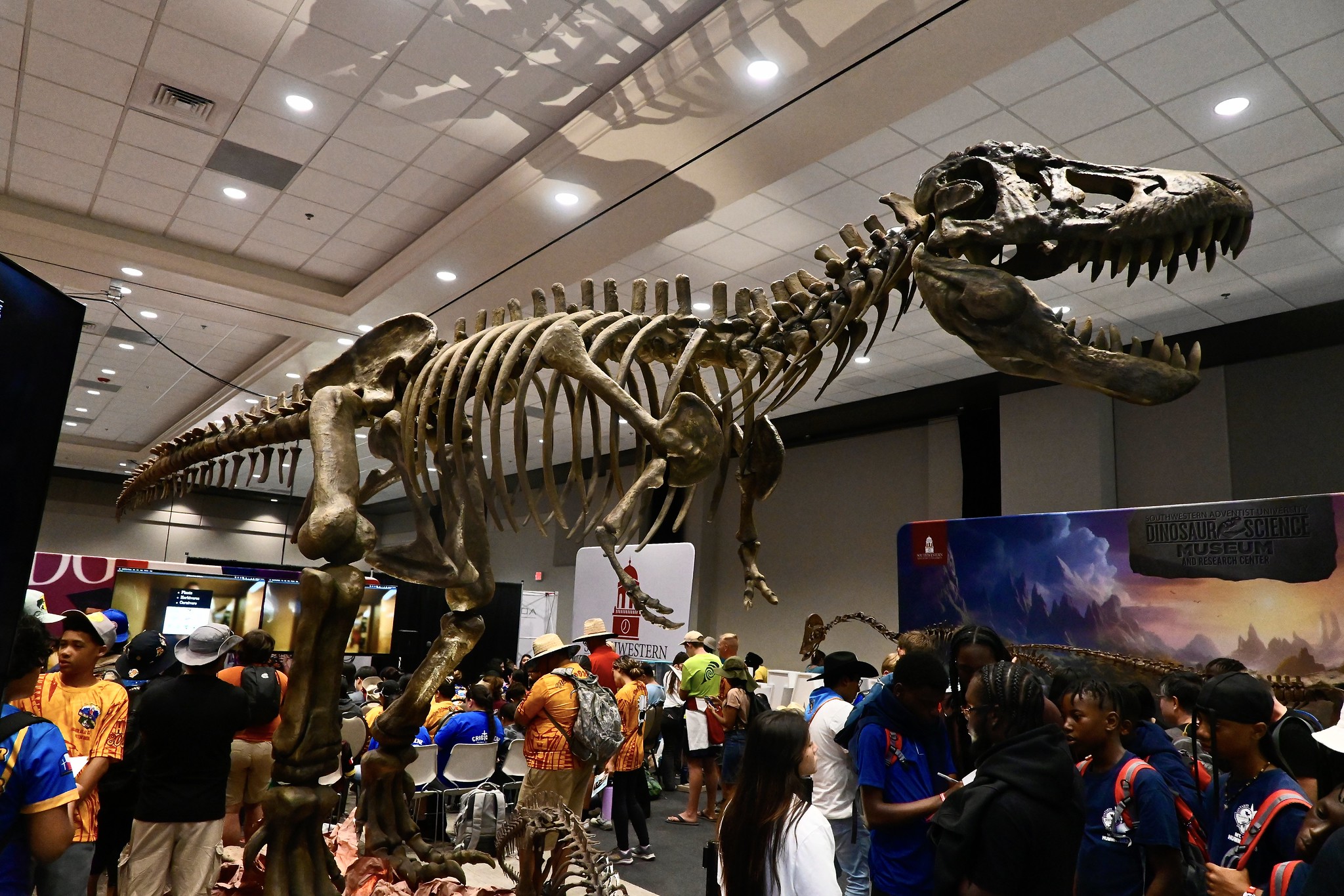 Dino in Energy Hall at CAM-PLEX during 2024 camporee