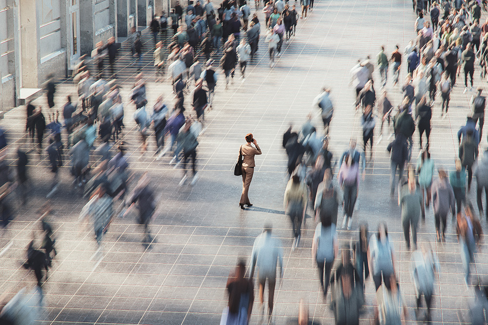 stock photo of crowd and woman