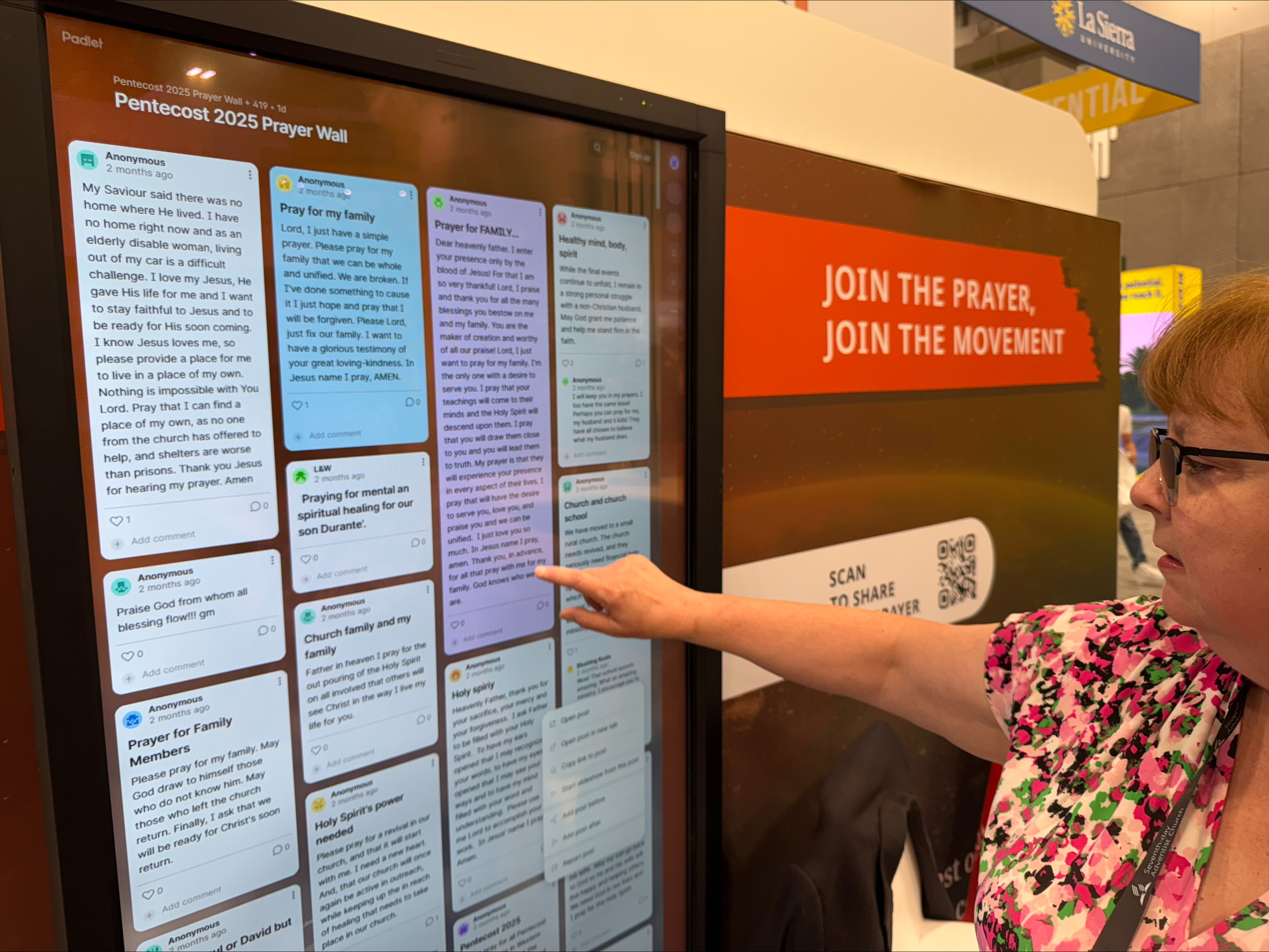 Pentecost 2025 digital prayer wall, GC Session 2025 exhibit hall