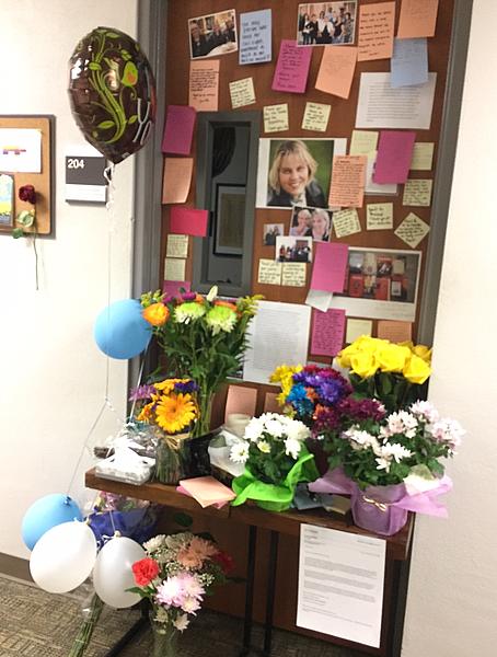 decorated door of professor